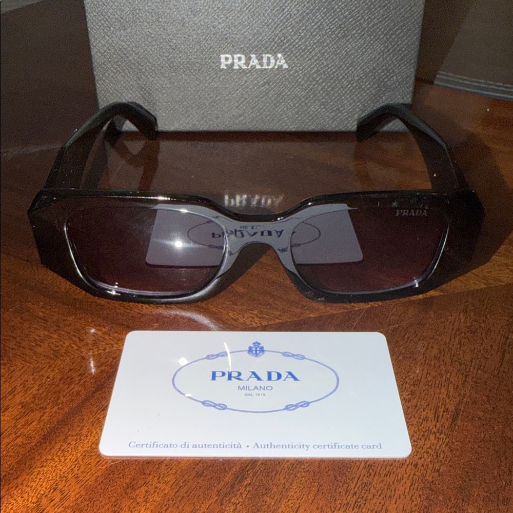 Authentic NWOT Prada Black Dark Tinted Sunglasses- with card, case, and box! - Picture 2 of 12